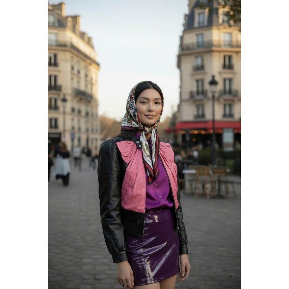 Gucci Black Leather Bomber Jacket Pink Bow Front Size 40 (4 US) - Picture 2 of 15